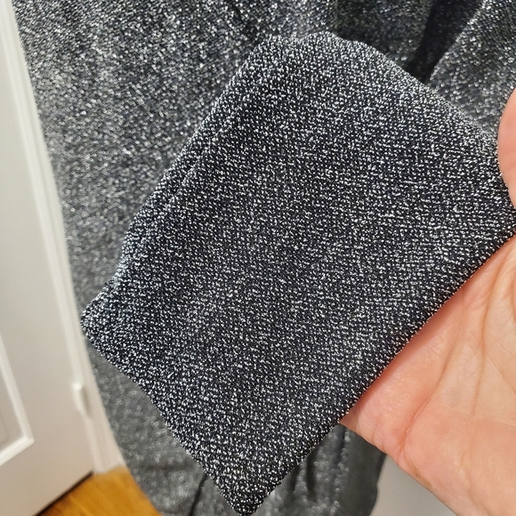 NWT H&M Divided Black With Silver Sparkles Wrap Tie Short Dress Size Med Ret $25 - Picture 4 of 11